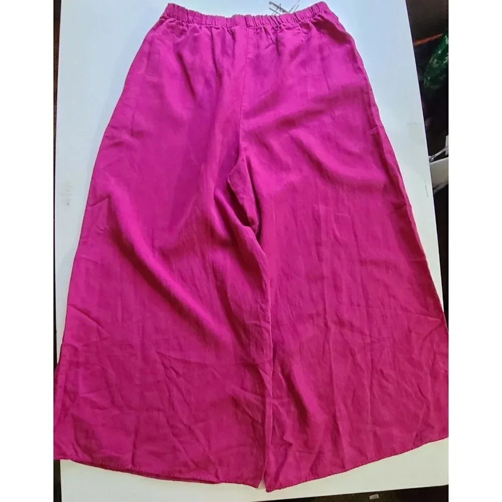ZARA LINEN BLEND WIDE LEG PANTS FUCHSIA SIZE 4043/250